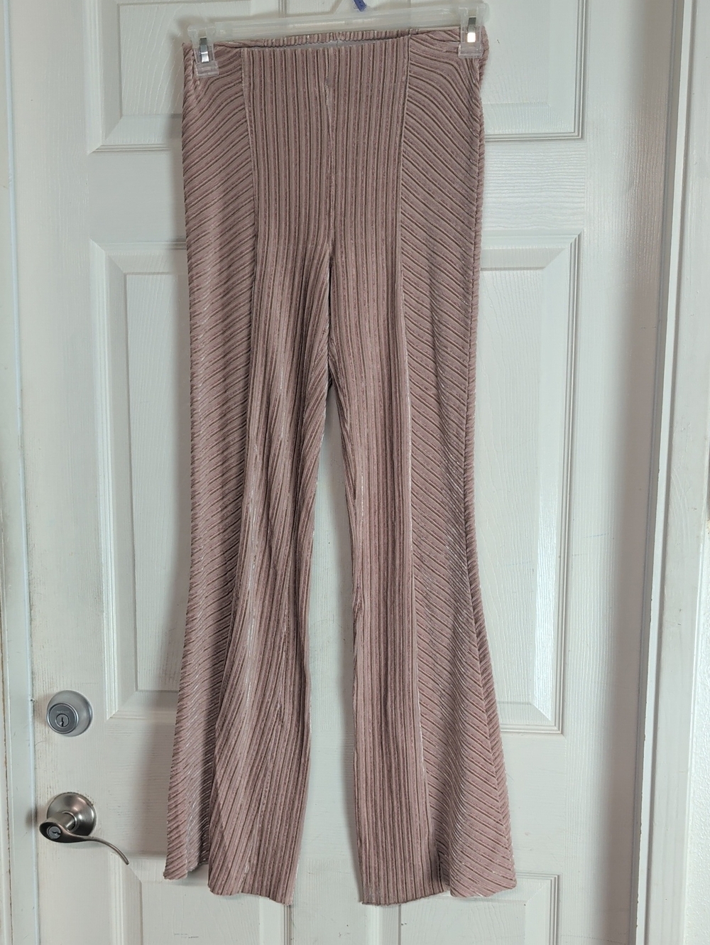 Free People ribbed knit high waisted flare pants Velvet Elastic Waist